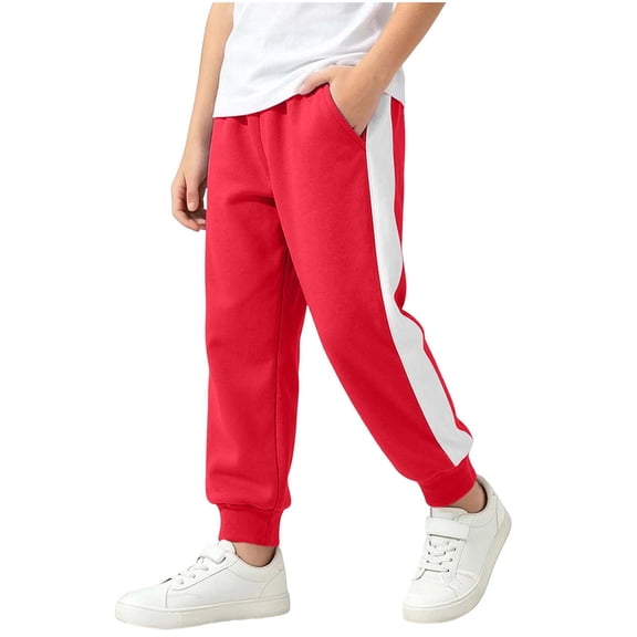 BLVB Toddler and Kids Boys Girls Sweatpants Joggers Active Soft Running Pants with Pockets Workout Clothes(Red,1-2 Years)