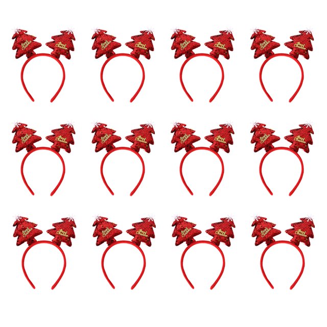 Qarigey 12 Uds. De diademas navideñas para mujer, clásicas astas de reno, Santa, árbol de Navidad, hebilla para el pelo, diadema encantadora, Accesorio para el cabello Árbol de Navidad rojo Qarigey AP013012-06