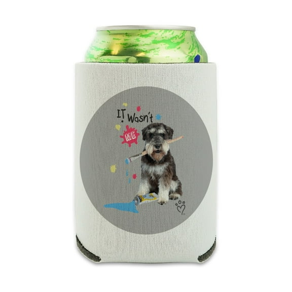 Messy Puppy Dog with Paintbrush Can Cooler - Drink Sleeve Hugger Collapsible Insulator - Beverage Insulated Holder