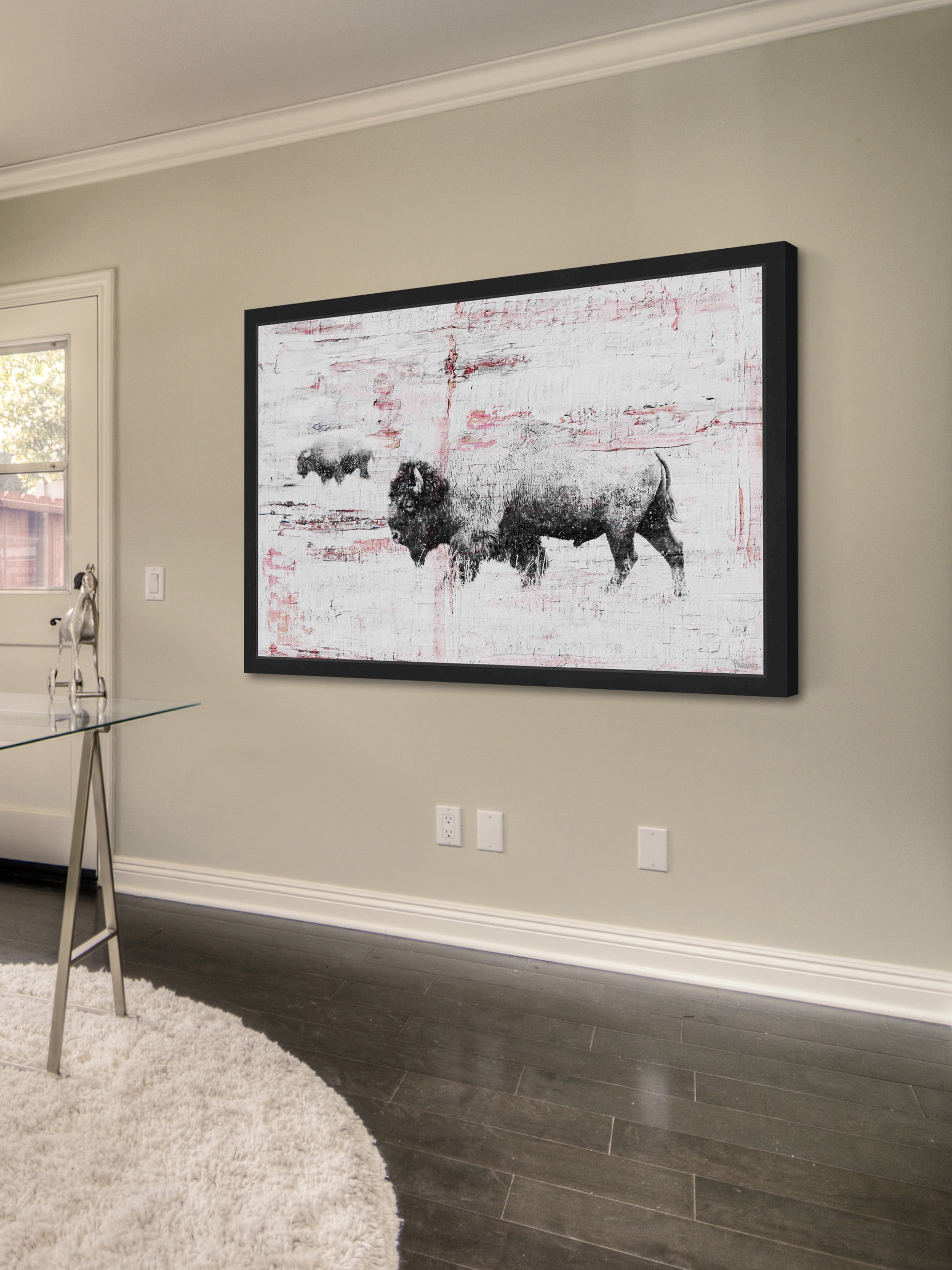 "Buffalo Walking" Framed Painting Print