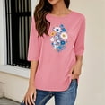 thumbnail image 5 of ATENAR Tops for Women,Womens Fall Tops,Breathable,Crew Neck,Printed,Pink,L, 5 of 6