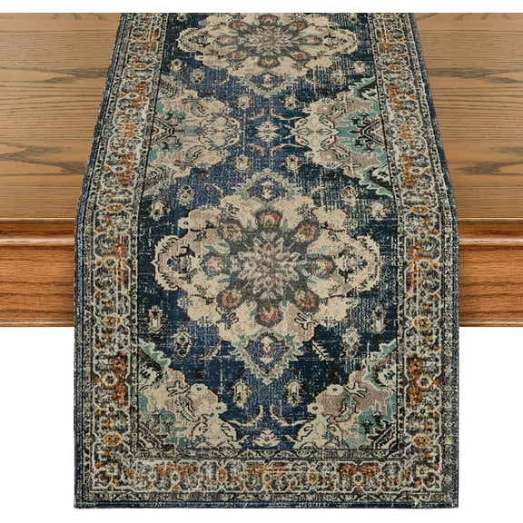 Boho Bohemia Style Black Table Runner, Country Rustic Farmhouse Magical Fall Kitchen Dining Table Decoration for Home Party Decor 13x72 Inch