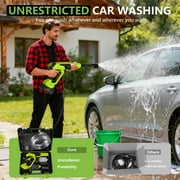 1450PSI Cordless Pressure Washer, 21V Handheld Power Cleaner 5L/Min with 6-in-1 Nozzle, 2 Batteries & 16.4FT Hose for Car, Garden, Patio