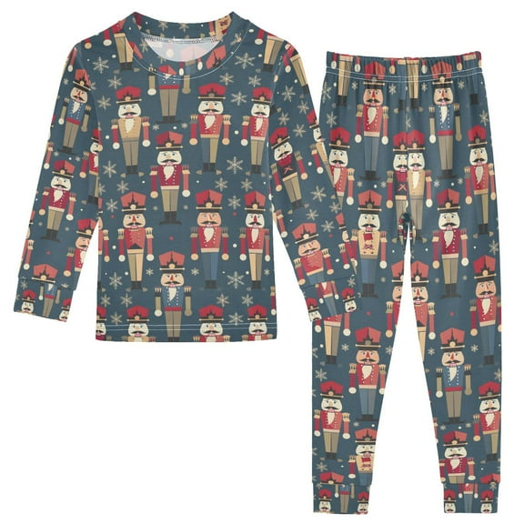 joogoo Nutcrackers 2 Piece Long Sleeve Tee and Pants Cotton Pajama Set 5Y