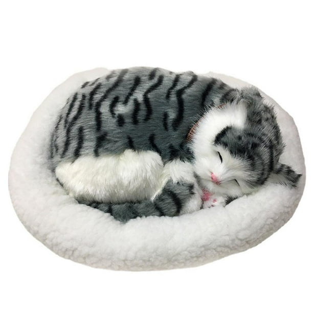 Animal de peluche de Gato que respira Sincero Juguete realista para Gato dormido con cojín
