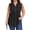 Black, variant on Women Plus Size Blouse, Casual V Neck Sleeveless Shirt Pleated Button Tunic Top