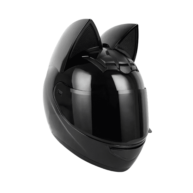 Casco Moto Mujer Con Orejas De Gato negro talla L Malubero Negro