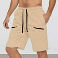 thumbnail image 2 of MIXUE Mens Shorts Summer Solid Color Elastic Waist Drawstring Fashion Breathable Sports Beachwear,Brown,XXXL, 2 of 9