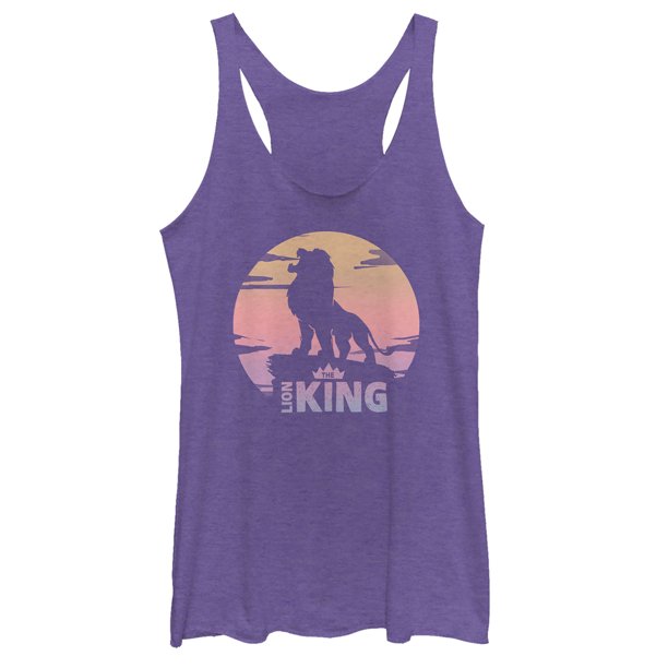 The Lion King Women's Lion King Sunset Pride Rock Pose Racerback Tank Top Purple Heather X