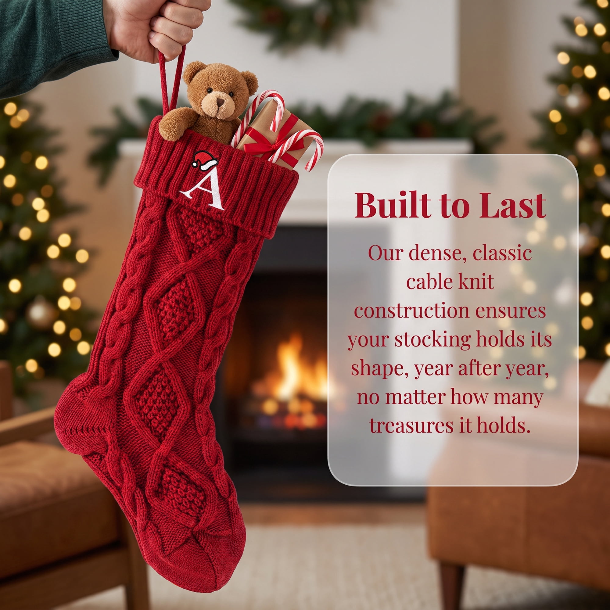 Unique Bargains Canine Bone Christmas Stocking Luxury Puppy Holiday Keepsake Sack Red Letter A 17"