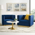 thumbnail image 2 of Tufted Armchair Accent Chair, Set of 2, Velvet, Blue Navy, Modern Contemporary Urban Design, Living Lounge Room Hotel Lobby Hospitality, 2 of 4