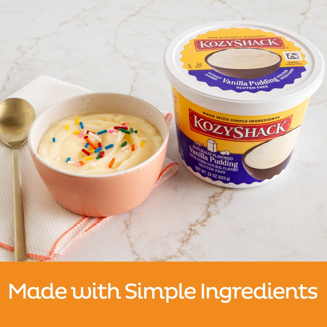 Kozy Shack Vanilla Pudding, Gluten Free Dessert, 22 oz Tub