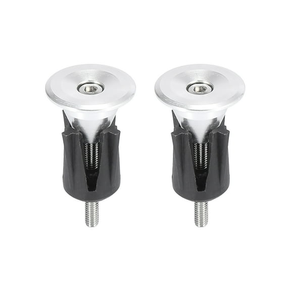 Pair Aluminum Alloy Bike Handlebar End Plugs Caps Bar End Plug Silver Tone