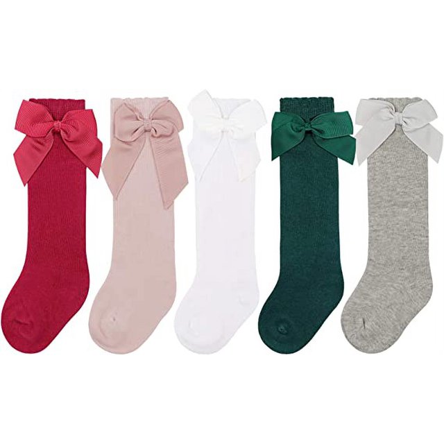 5 pares de calcetines altos para niña de algodón atados talla M (1-3 años) JM