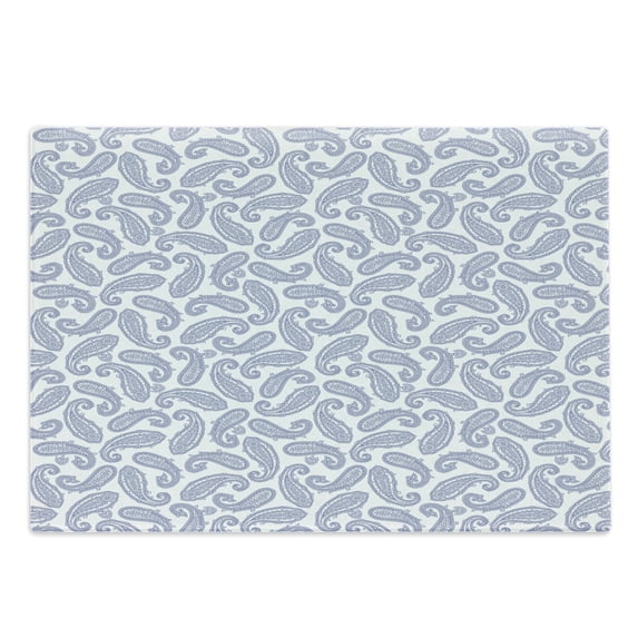 Paisley Cutting Board, Monochrome Artwork of Paisley Motifs Ethnic Strokes on a Plain Background, Decorative Tempered Glass Cutting and Serving Board, in 3 Sizes, by Ambesonne