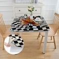 thumbnail image 2 of Acheng Leaf Polka Dot Design Black and White Checkered Ribbon Table Cover 100% Polyester Fiber 46*46, 2 of 8