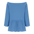 thumbnail image 3 of Huowey Oversized Tshirts For Women Solid Color Stylish Long Sleeve Boat Neck High Waist Lightweight Long Shirt Button Down Breathable Ruffles Loose Fit Casual Fashionable Summer Tunic Tops,Blue,M, 3 of 3
