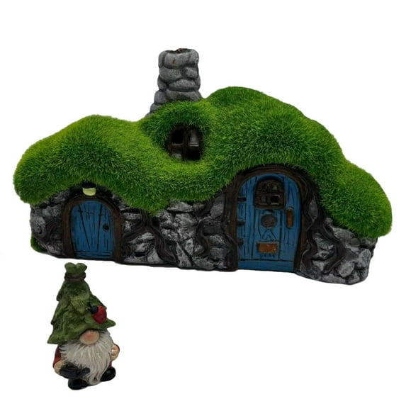 Angelo Décor Gnome Home with solar light and Gnome Statue