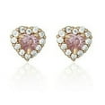 thumbnail image 6 of AVORA 14K Yellow Gold June Birthstone in Simulated Diamond CZ Halo Heart Stud Earrings, 6 of 6