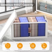 UAMFURI 640QT Stackable Storage Bins with Lids and Wheels, Foldable Closet Organizers, 40GAL*4Pack Plastic Storage Drawers for Kitchen, Bedroom, Dorm