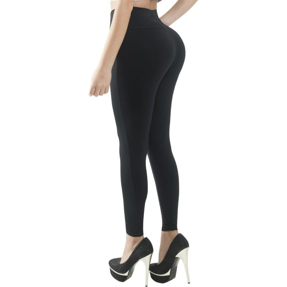 Butt Lifter Leggings with Internal High Rise Waist Fajas Powernet Supplex Zipper Levanta Cola Colombianos 402BB by Fiorella Shapewear