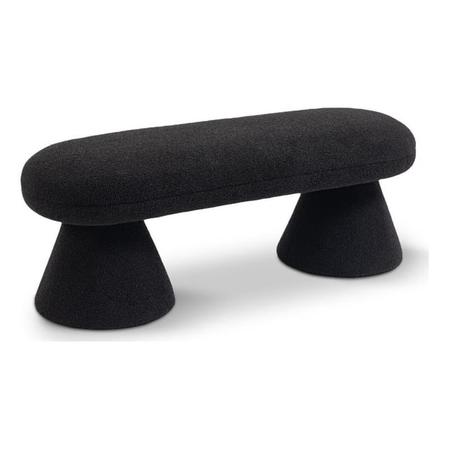 Meridian Furniture Banc en Tissu Teddy Faux Shearling Noir