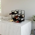 thumbnail image 4 of 9-Bottle Metal Wine Rack, Freestanding Holder Organizer for Red and White Wine, Kitchen Countertop, Pantry, No Assembly Required, Black, 4 of 8