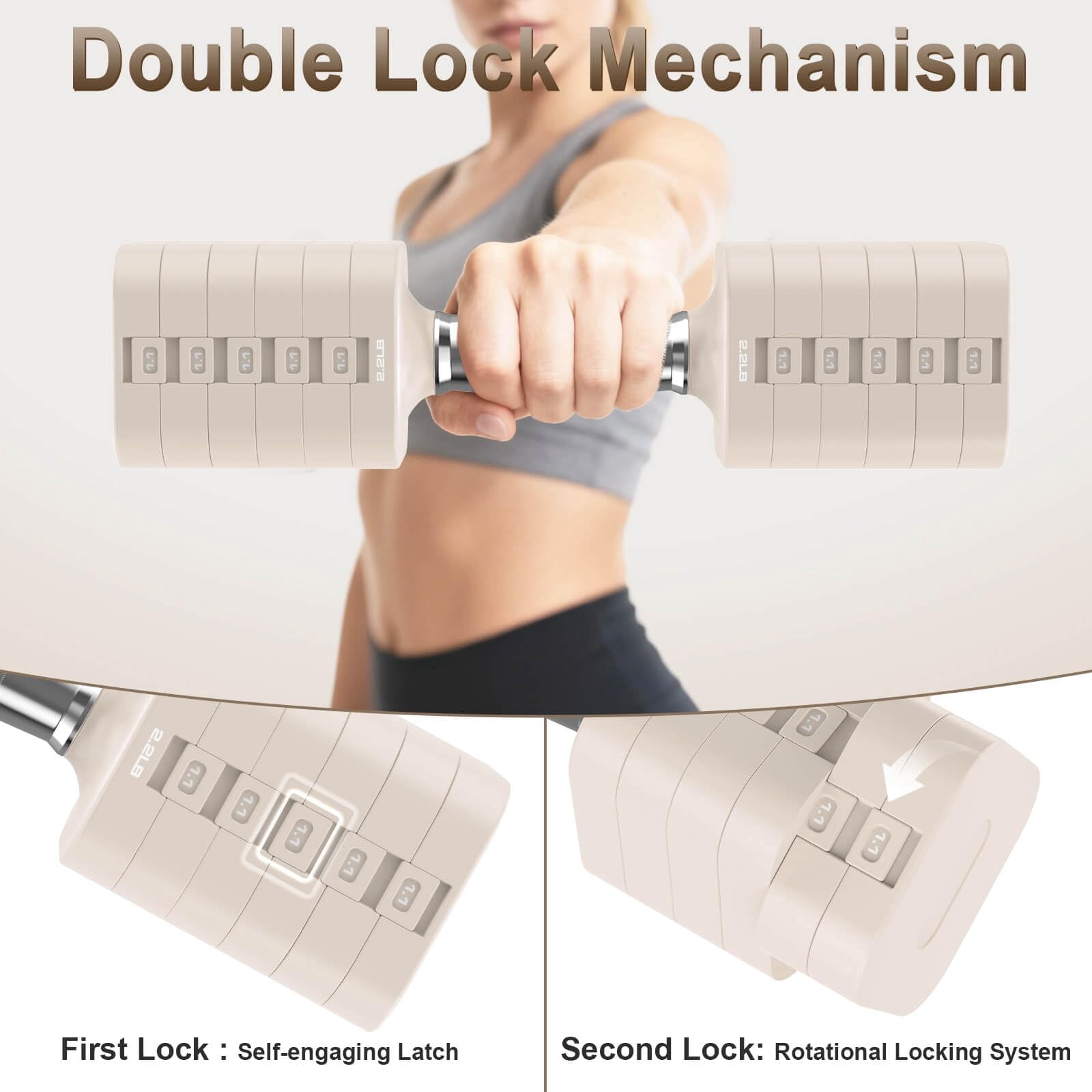 30.8lb Adjustable Dumbbell Set  Each Weight With 6 Levels 4.4/6.6/8.8/11/13.2/15.4lb Hand Weights For Men/women Home Gym Exercise Workout