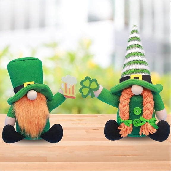 St. Patrick's Day Gnomes Irish Leprechaun Tomte Plush Handmade Scandinavian March Nisse Elf Dwarf Home Household Farmhouse Tiered Tray Ornaments Decor