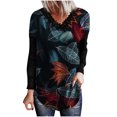 thumbnail image 1 of Top de manga larga con cuello en V y encaje con estampado de hojas y flores para mujer Fridja  hkj4366, 1 of 8
