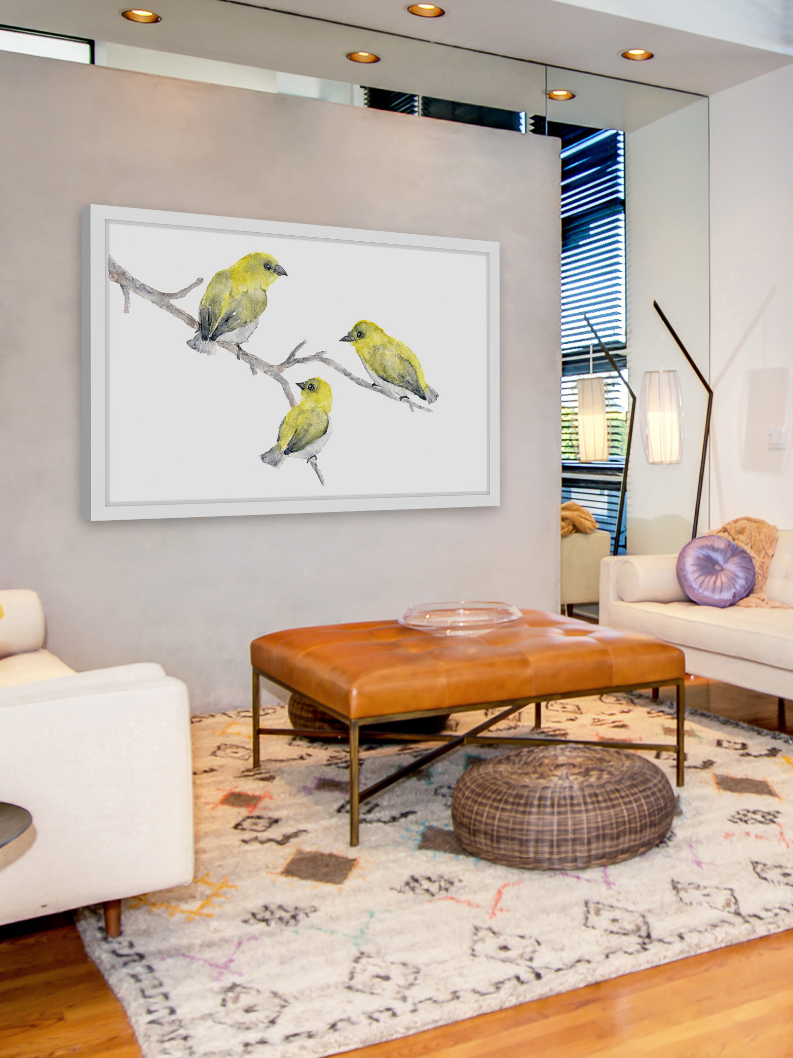"Yellow Birds" Framed Painting Print