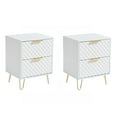 thumbnail image 3 of YYAo Nightstand, Bedside Table,White Nightstand Set of 2, End Side Table Double, Bedside Table with 2 Drawers, Dual Night Stand Metal Legs for Bedroom Living Room, 3 of 5