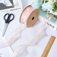 thumbnail image 3 of 10 Yards 1 5/8 Inch Pink Daisy Trim Floral Print Organza Chiffon Ribbon Sun Flower Transparent Sheer Printed Ribbons Bulk with Spool, 3 of 9