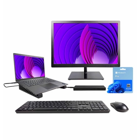 Restored Dell Latitude 7420 Laptop Dual Display Desktop Workstation - Intel i7, 32GB RAM, 500GB SSD, Windows 11, 24" Monitor, 100W USB-C Hub, New Wireless Keyboard and Mouse Bundle (Refurbished)