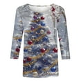 thumbnail image 4 of VKOYWKM Fall T Shirts for Women Christmas Shirts 3/4 Length Sleeve Womens Tops Funny Merry Xmas Tree Graphic Tees Loose Fit T-Shirts Holiday Crew Neck Tee Tops, 4 of 5