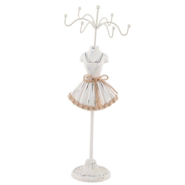 Soporte para joyas, exhibición de collares, pendientes, almacenamiento, soporte para muñecas de poliresina con soporte desmontable, gris 3