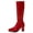Red, variant on Boots for Women Wide Calf Thigh High Latex Stretch Zipper Knee High Boots Fashion Square Toe 60S 70S Disco Womens Boots for Party Dance Black 5.5