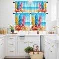 thumbnail image 3 of Welcome Summer Beach Kitchen Curtains Valances and Tiers Set of 3 Coastal Watercolor Blue Ocean Surfboard Starfish Tier Curtains and Valance with Rod Pocket for Small Windows, 27.5"x24", 3 of 9
