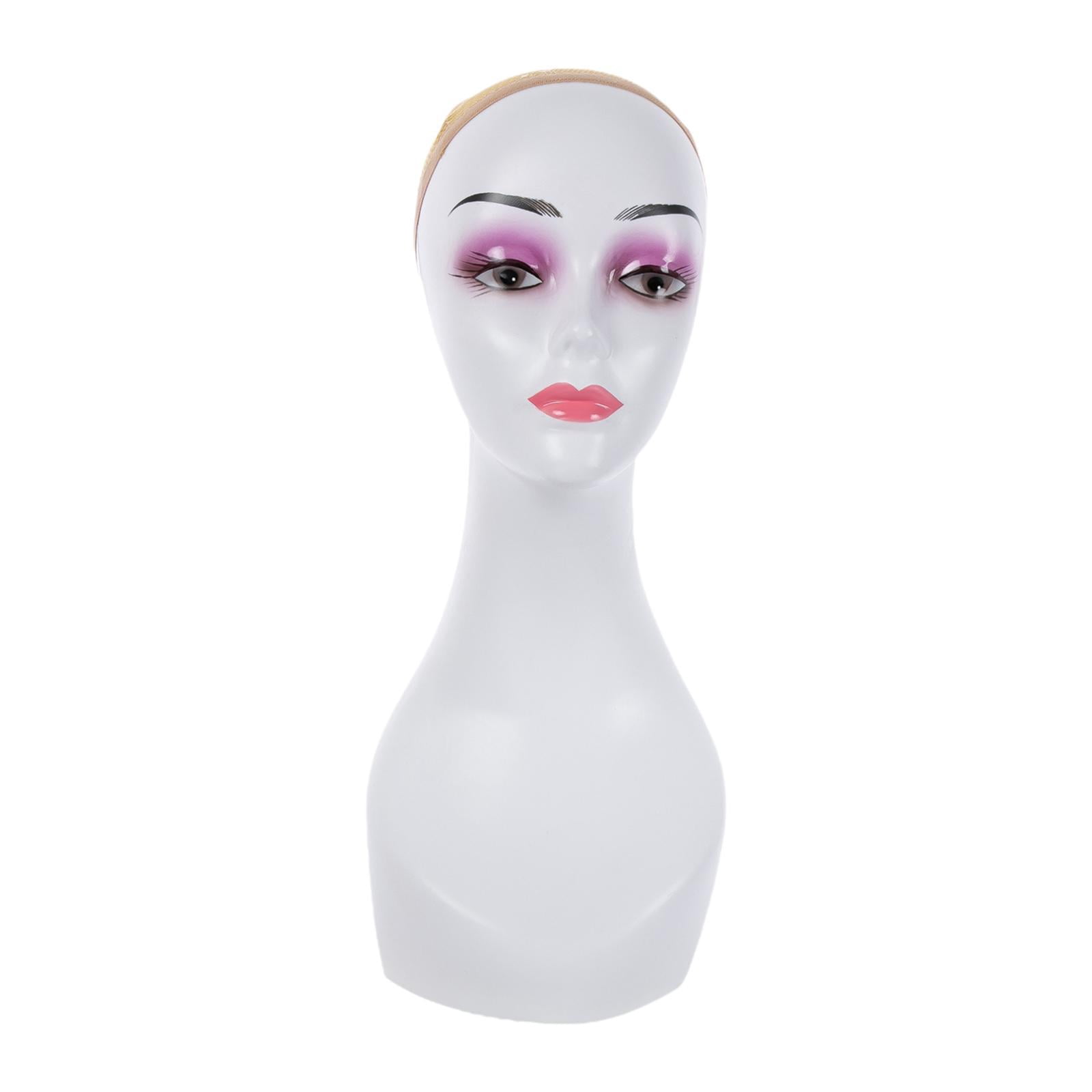 Stgfyxgs Bald Manikin Head with Shoulder Stable Base Stand Professional Manikin Head for Hats Beauty Accessories Jewelry Salon Violet Eye Shadow