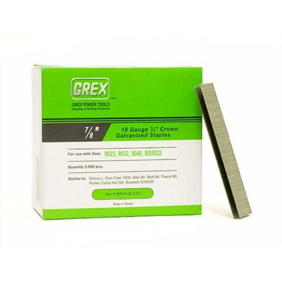 Grex GNS18-22 (L12) 7/8 In. 18 Ga 1/4 In. Wide Crown Staples, Galvanized, 5M