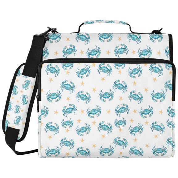 ALAZA Zipper Binder Crabs Starfish Pattern 2 inch 3 Ring 500 Sheet Capacity Trapper Keeper File Folder Organizer Bag