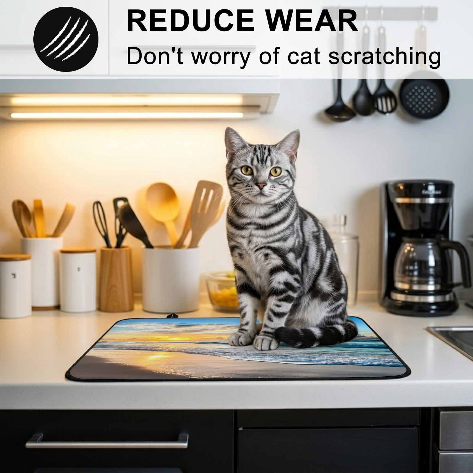 Ocean Sunset Stove Top Cover for Electric Stove, Heat-proof & Non Slip Glass Top Stove Cover Protector, Beach Blue Sky Coastal Seashore Summer Kitchen Flat Cooktop Rubber Mat 24x21 Inches