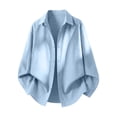 thumbnail image 4 of LIaqionyy Mens Button down Shirt Casual Loose Long Sleeve Collared Shirts Solid Color Wedding Prom Business Tops, 4 of 6