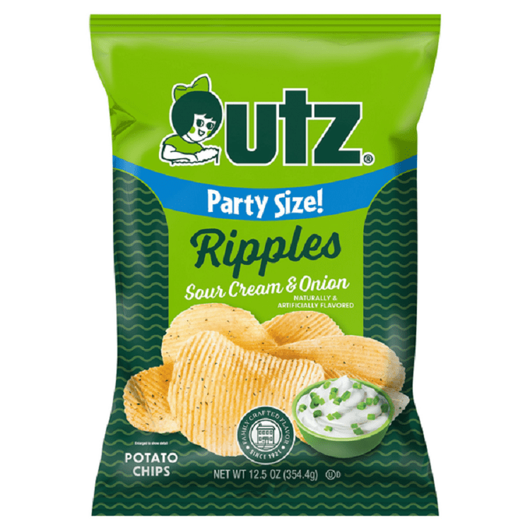 Utz Ripples Sour Cream & Onion Potato Chips, 4Pack 12.5 oz. Party Size