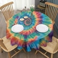 thumbnail image 3 of Colorful Rainbow Tie Dye Spiral Pattern Round Tablecloth 60"x60",Wrinkle Wipeable Table Cloth for Kitchen Dining Room Picnic Patio Party, 3 of 6