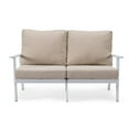 thumbnail image 2 of Leisuremod Walbrooke Modern Outdoor Patio Loveseat with White Aluminum Frame and Removable Cushions For Patio and Backyard Garden (Beige), 2 of 10