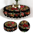 thumbnail image 2 of Mexican Floral Tablecloth For Dining Rectangle And Round Size With Scalloped Edge Colorful Folk Art Pattern Cover 152Cm Gift, 2 of 7