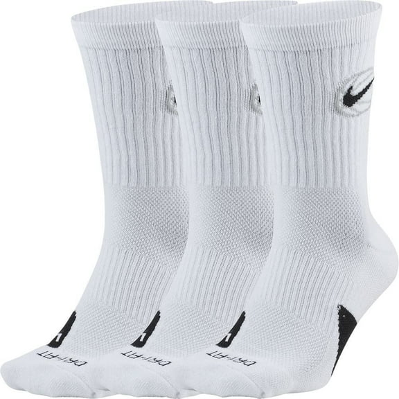 Nike Mens Everyday Crew Basketball Socks 3 Pack Multi-colorda2123-100/White Large