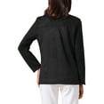 thumbnail image 3 of Women's Faux Suede Blazer Jacket Vintage Casual Button Down Long Sleeve Blazer with Pockets 2XL Black, 3 of 6