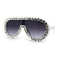 thumbnail image 2 of Maximalist Heavy Rhinestone Iced Plastic Racer Shield Sunglasses White Smoke, 2 of 4